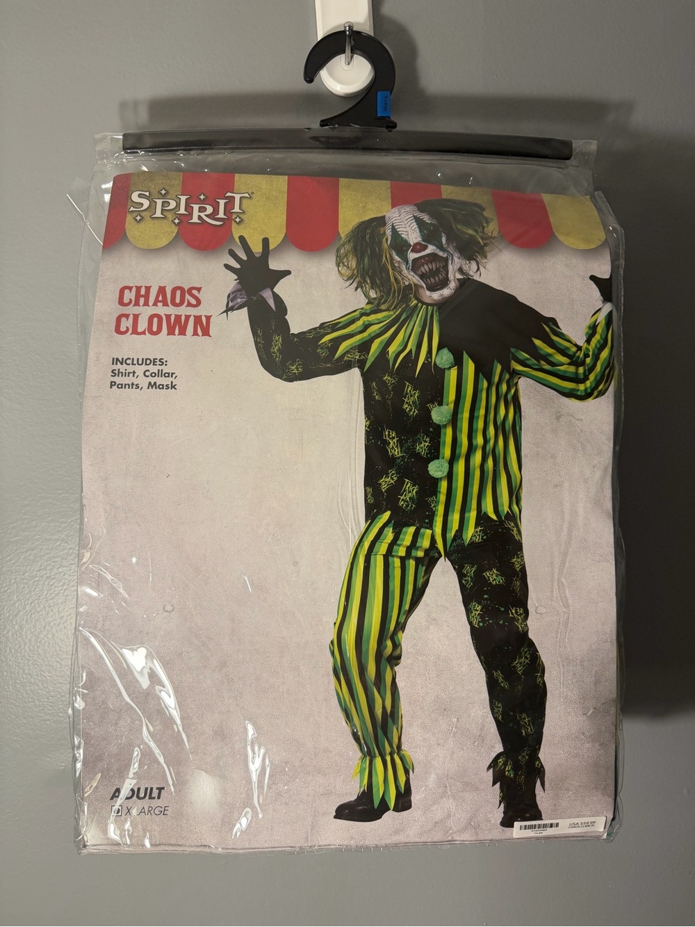 Spirit Chaos Clown Costume - Green & Black adult Costume